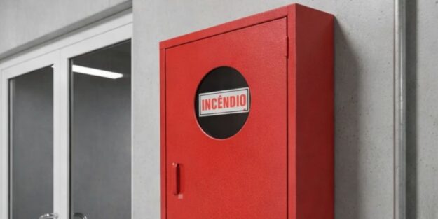 Armário para extintor e hidrante vermelho em chapa de aço carbono Armário para extintor e hidrante vermelho em chapa de aço carbono